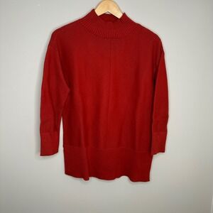 Talbots Plus Size‎ Red Mock Neck Knit Sweater Ribbed Tunic Top